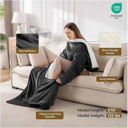 Heated Wearable Blanket ~ Stay warm from shoulders to toes.