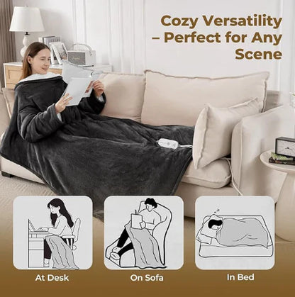 Heated Wearable Blanket ~ Stay warm from shoulders to toes.