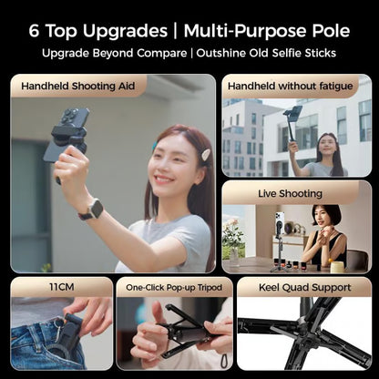 4-in-1 Multifunctional Selfie Stick ~ Snap solo or group shots anytime, anywhere.