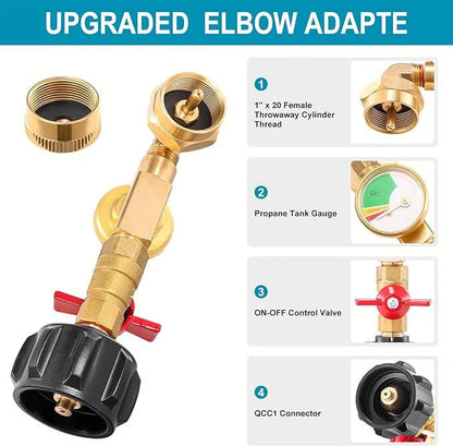 Propane Refill Elbow Adapter ~ Safe, precise refills for every grill and camper.