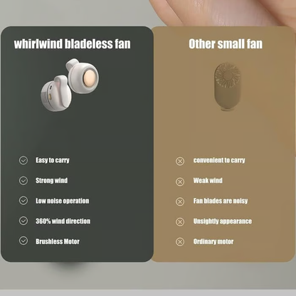 Portable Silent Mini Bladeless Electric Fan ~ Instant cooling relief, wherever you go