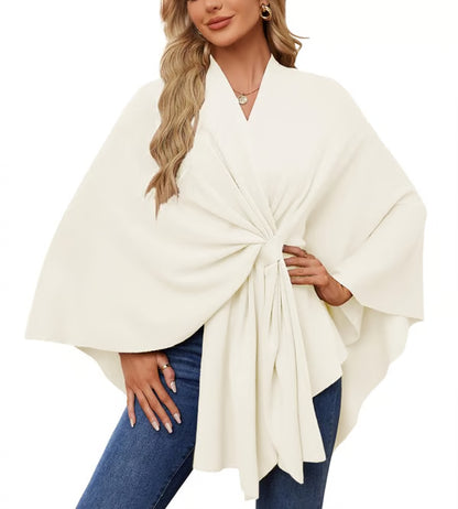Elegant Shawl Sweater Wrap ~ Effortless layering and cloud-soft comfort all day.
