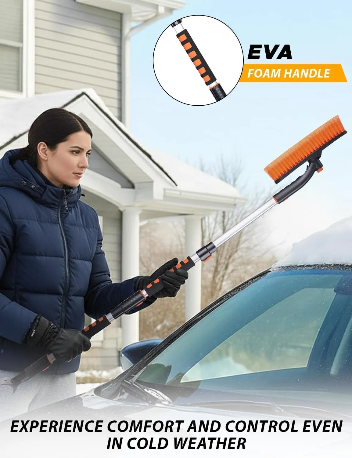 Extendable Snow Brush & Ice Scraper ~ Faster snow removal for SUVs and trucks.
