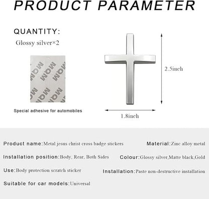 Metal Jesus Cross Emblem ~ Holy Armor for Your Ride.