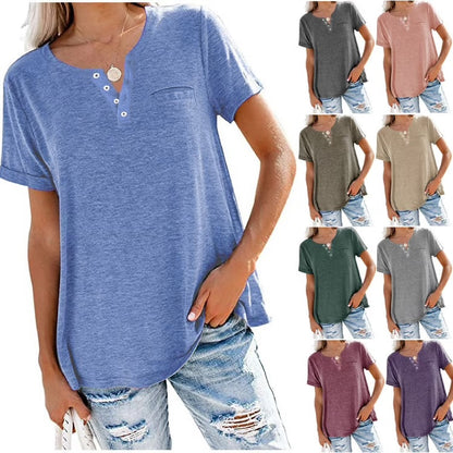 Solid Color Pocket Short Sleeve T-Shirt ~ Soft, breathable, and easy to style