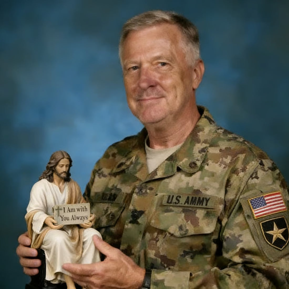 Hand-Painted Resin Jesus Figurine ~ Honoring Veterans