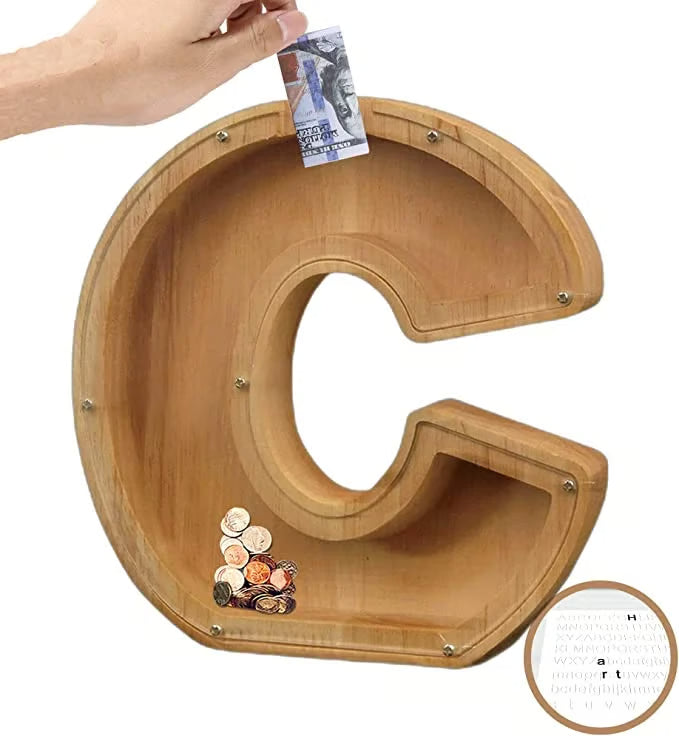 Wooden Letter Piggy Bank ~ Turn everyday coins into lasting memories.