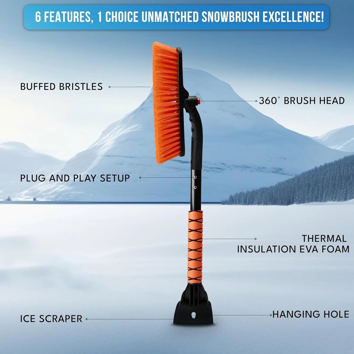 Extendable Snow Brush & Ice Scraper ~ Faster snow removal for SUVs and trucks.