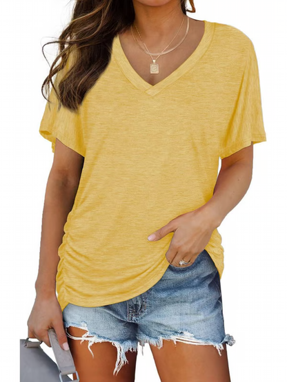 Short Sleeve V Neck Dolman Tops ~ Your go-to top for comfort and confidence-