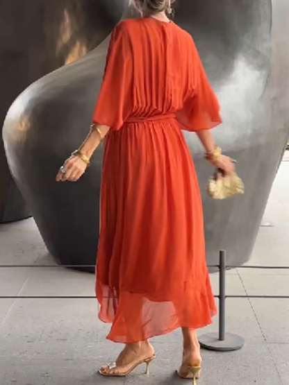 Chiffon V-Neck Maxi Dress ~ Flowing elegance that flatters every figure