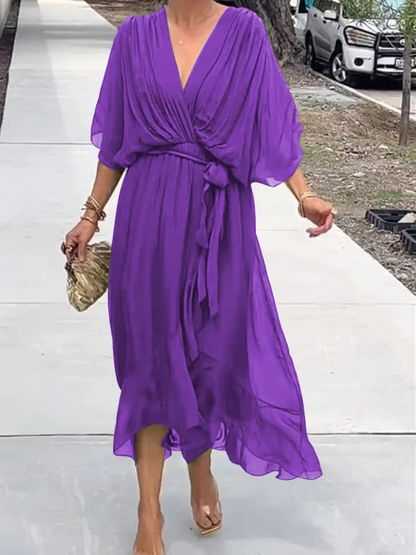 Chiffon V-Neck Maxi Dress ~ Flowing elegance that flatters every figure