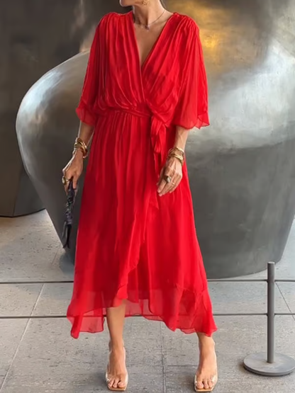 Chiffon V-Neck Maxi Dress ~ Flowing elegance that flatters every figure