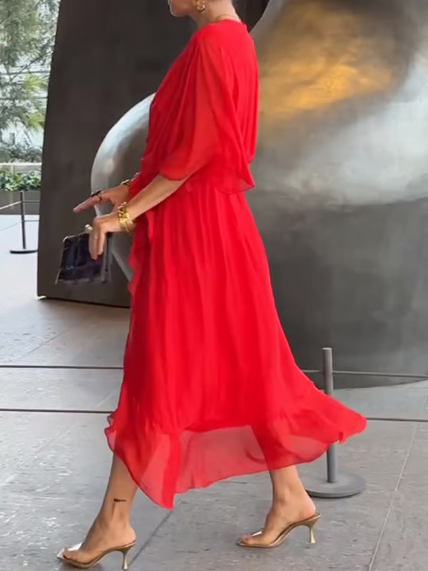Chiffon V-Neck Maxi Dress ~ Flowing elegance that flatters every figure
