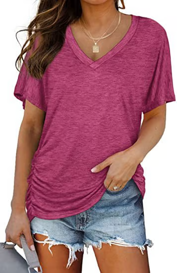 Short Sleeve V Neck Dolman Tops ~ Your go-to top for comfort and confidence-