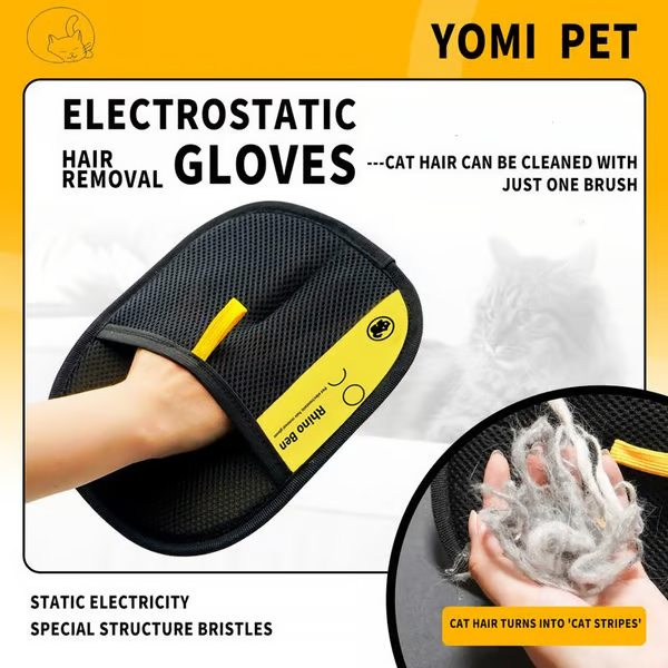 Electrostatic Pet Hair Glove ~ Instantly lift fur from clothes, furniture, and more