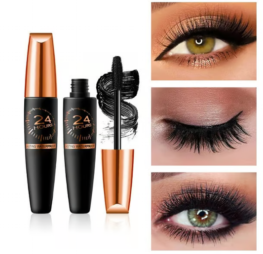 Waterproof Silk Fibre Thick Lengthening Mascara ~ 500% Volume, Zero Extensions Needed