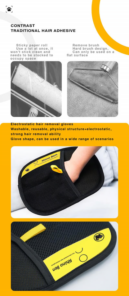 Electrostatic Pet Hair Glove ~ Instantly lift fur from clothes, furniture, and more