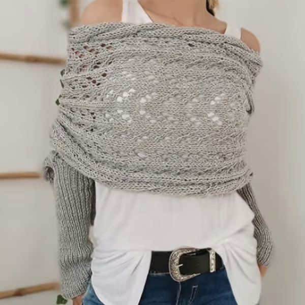 Hand-knitted Scarf with Sleeves ~ Layer up in seconds, lounge all day