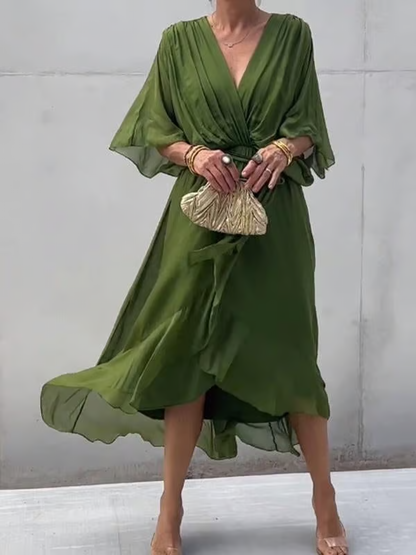 Chiffon V-Neck Maxi Dress ~ Flowing elegance that flatters every figure