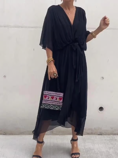 Chiffon V-Neck Maxi Dress ~ Flowing elegance that flatters every figure