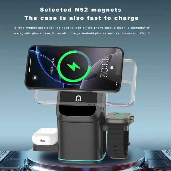 3-in-1 Wireless Charger ~ Power your phone, watch & earbuds in one sleek dock-