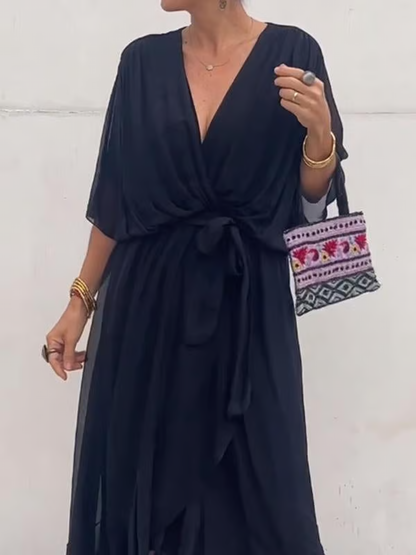 Chiffon V-Neck Maxi Dress ~ Flowing elegance that flatters every figure