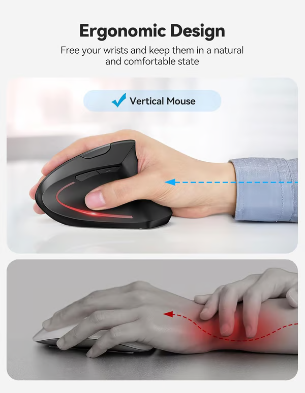 Ergonomical Vertical Mouse ~ Natural grip for all-day comfort and control