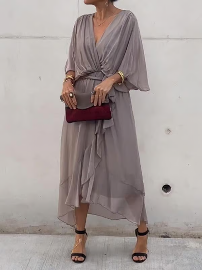 Chiffon V-Neck Maxi Dress ~ Flowing elegance that flatters every figure