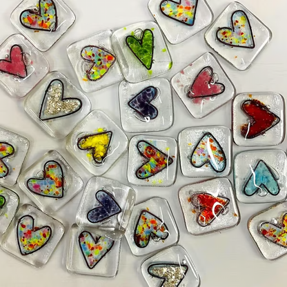 Fused Glass Heart Pocket Token ~ A Pocket-Sized Reminder of Love and Support