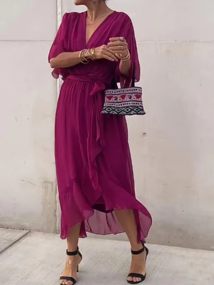 Chiffon V-Neck Maxi Dress ~ Flowing elegance that flatters every figure