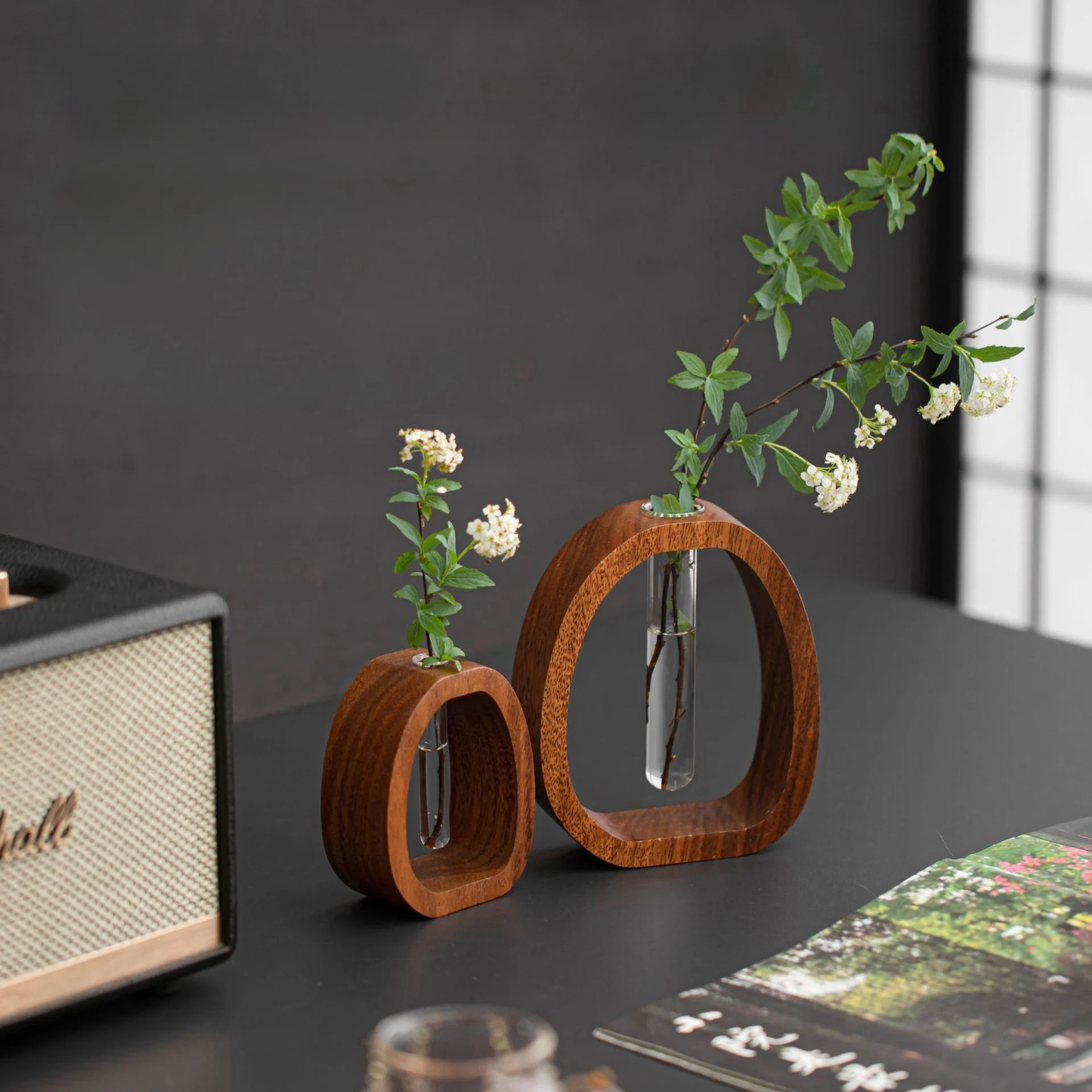 Solid Wood Glass Vase ~ Bring simplicity and nature indoors