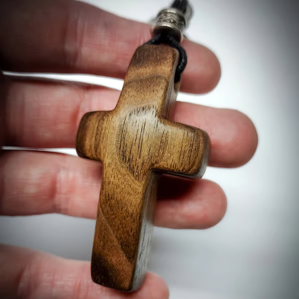 Handmade Wooden Cross My Heart ~ A Pocket-Sized Symbol of Faith and Love.