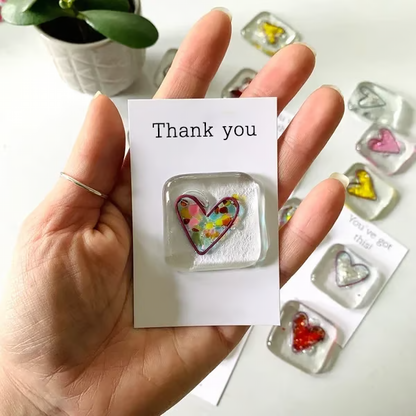 Fused Glass Heart Pocket Token ~ A Pocket-Sized Reminder of Love and Support