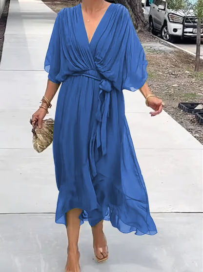 Chiffon V-Neck Maxi Dress ~ Flowing elegance that flatters every figure