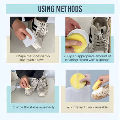 White Shoe Cleaning Cream ~ Restore spotless sneakers in seconds.