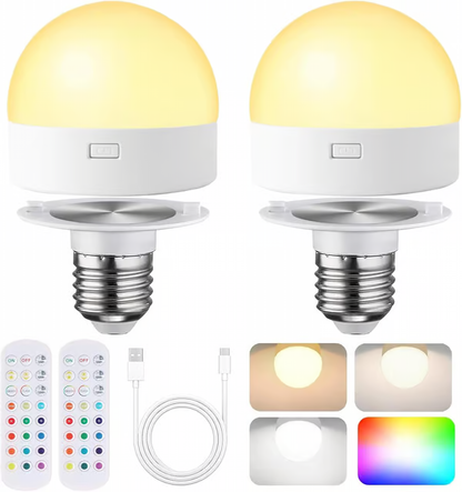 Rechargeable Light Bulbs with Remote Control ~ Wireless lighting with 15 mood options