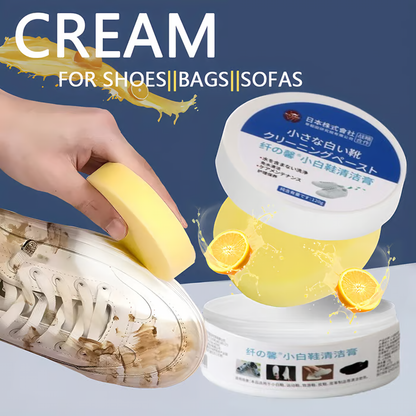 White Shoe Cleaning Cream ~ Restore spotless sneakers in seconds.