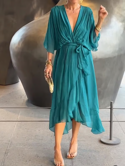 Chiffon V-Neck Maxi Dress ~ Flowing elegance that flatters every figure