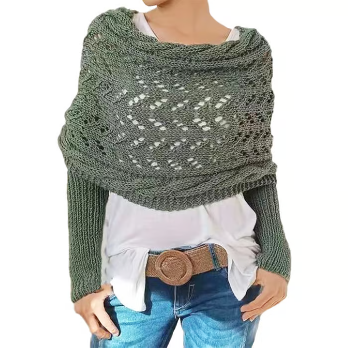 Hand-knitted Scarf with Sleeves ~ Layer up in seconds, lounge all day