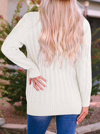 Long Sleeve Button Down Cable Knit Cardigan ~ Cozy fall favorite for work or weekends.