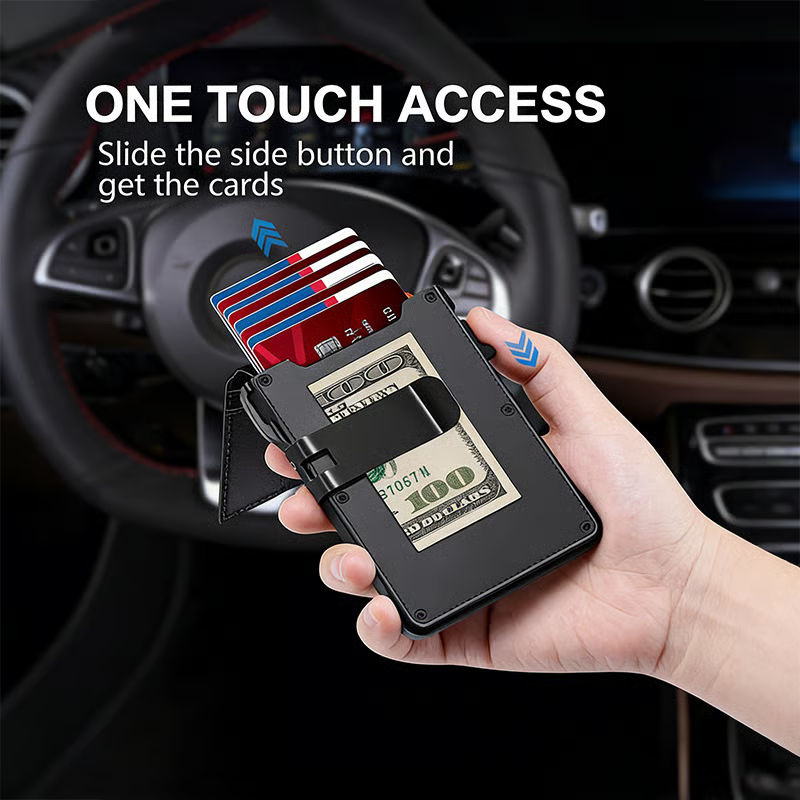 Smart Pop-Up Wallet ~ Instant card access with slim RFID protection.