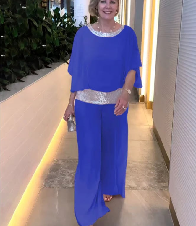 Sequined Colorblock Elegant Two-piece Set ~ Effortless elegance in one easy outfit.