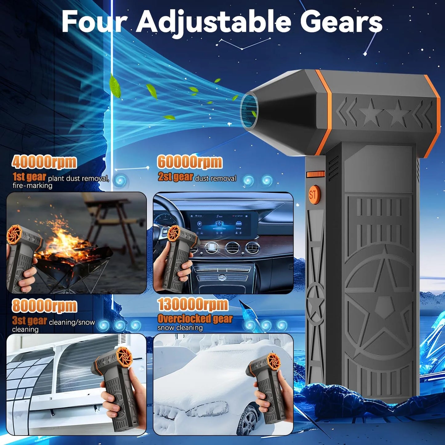 Thermal Snow Blower ~ Blasts snow off your car in seconds.