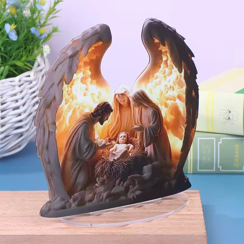 Angel Wing Nativity Scene Light Statue