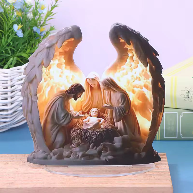 Angel Wing Nativity Scene Light Statue