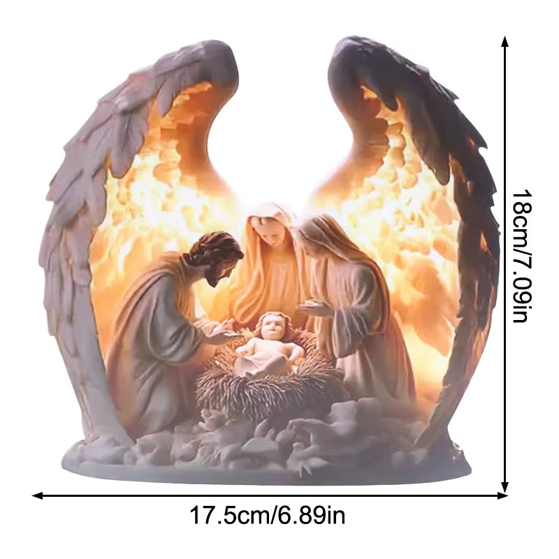 Angel Wing Nativity Scene Light Statue