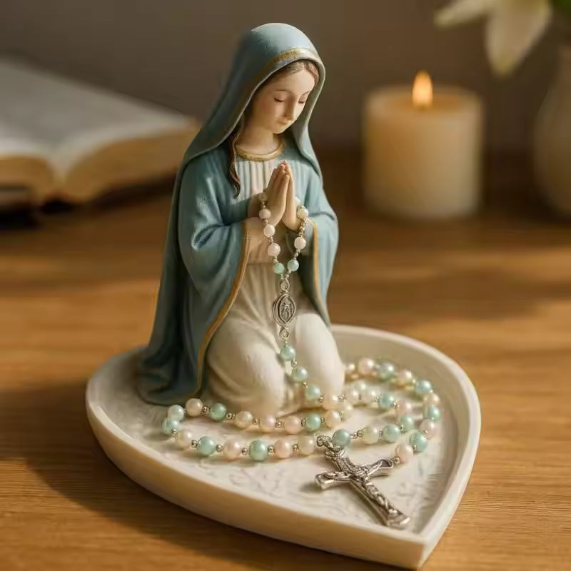 Virgin Mary Prayer Rosary Holder Statue