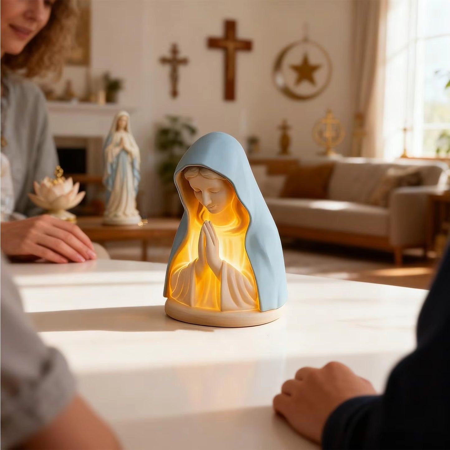 Blessed Mother Mary Prayer Light Statue