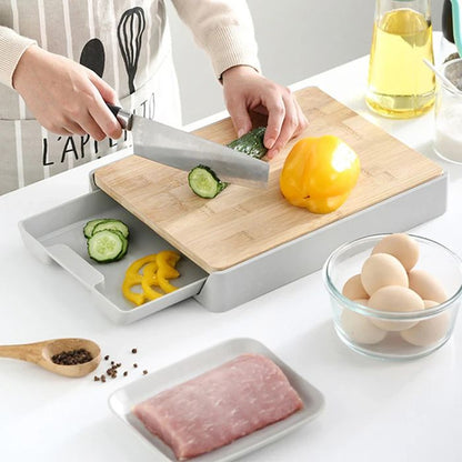Wood Cutting Board with Pull-Out Tray ~ Mess-Free Meal Prep Made Easy-